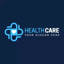 Caring Blue Heart and Cross Symbol Representing Healthcare Logo Template