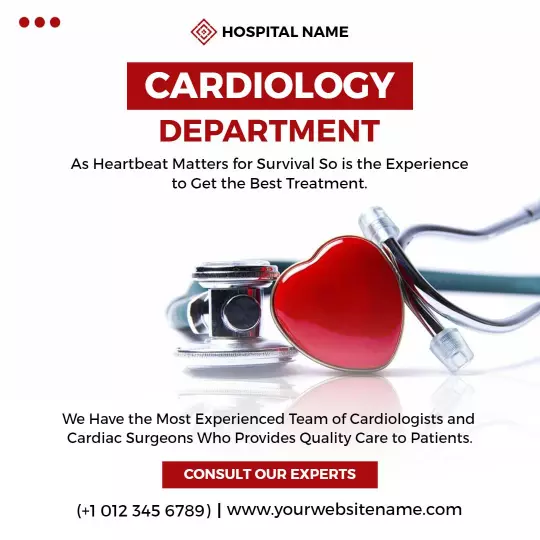 Caring Cardiology Department with Heart Symbol for Health Services Ad Template