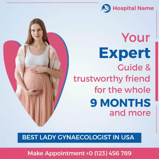 Caring Expert Gynaecologist Support for Pregnancy Journey Ad Template