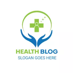 Caring Hands and Cross Symbol Emphasizing Health Blog Logo Template
