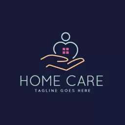 Caring Hands and Heart Symbolize Compassionate Home Care Logo Template