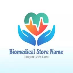 Caring Hands and Vibrant Heart Design for Biomedical Store Logo Template