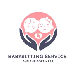 Caring Hands Supporting Happy Babies in Babysitting Logo Template