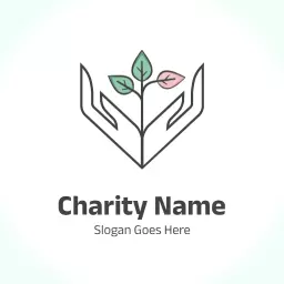 Caring Hands with Green Leaves Represent Community Charity Logo Template