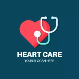 Caring Heart Icon with Stethoscope for Heart Care Logo Template
