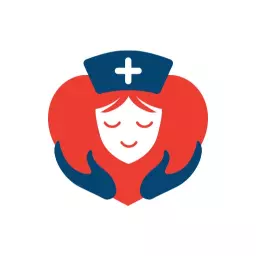 Caring Nurse Embraced by Loving Hands in Heart Logo Template