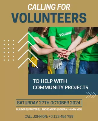 Carnaby Tan and Husk Calling for Volunteer Flyer Template