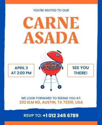 Carne Asada Grill Invitation Poster Template