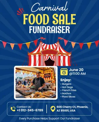 Carnival Food Sale Fundraiser Event Flyer Template
