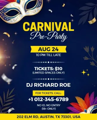 Carnival Pre-Party Event Flyer Template