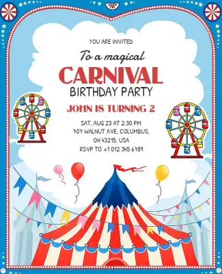 Carnival Theme Birthday Party Invitation Flyer Template