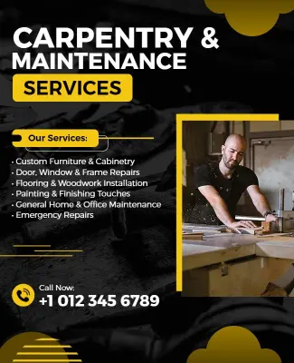 Carpentry and Maintenance Services Promotional Flyer Template