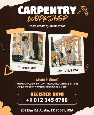 Carpentry Workshop Event Poster Template