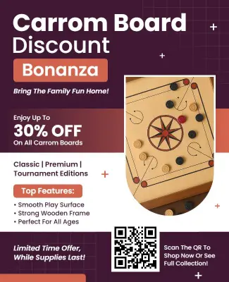 Carrom Board Discount Bonanza Flyer Template