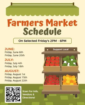 Cartoon Farmers Market Schedule Event Flyer Template