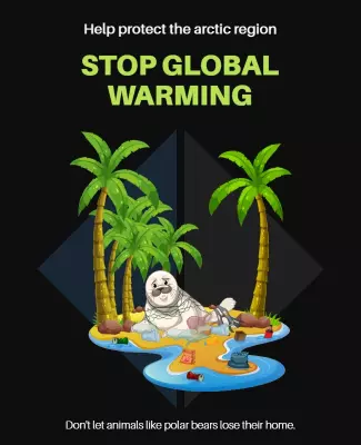 Cartoon Lively Arctic Conservation Call to Action Poster Template