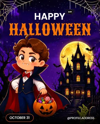 Cartoon Vampire Halloween Festive Poster Template