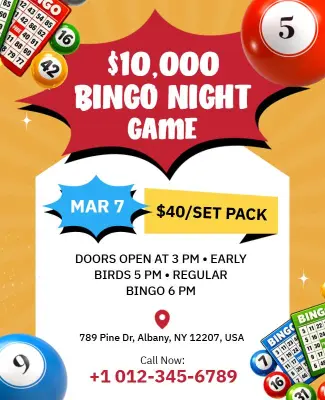 Cash Prize Bingo Night Game Promotional Flyer Template