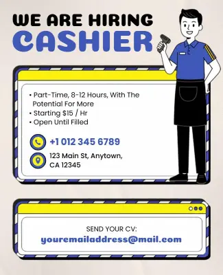 Cashier Job Hiring Flyer Template