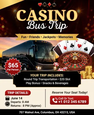 Casino Bus Trip Adventure Flyer Template