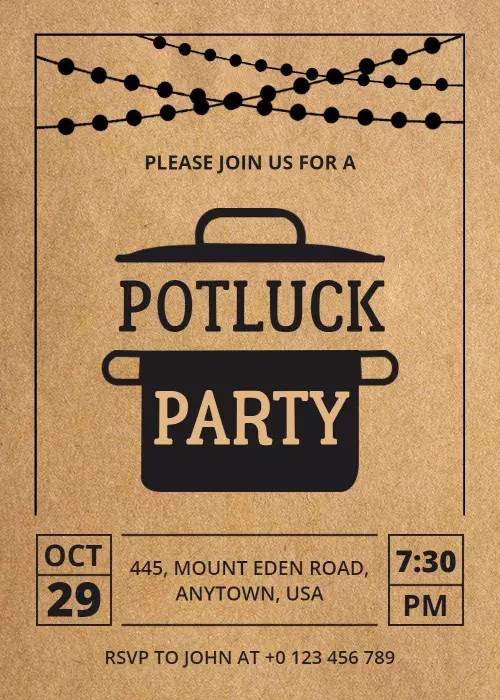 Casual Autumn Potluck Gathering Celebration Invitation Template