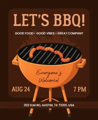 Casual Backyard BBQ Invitation Poster Template