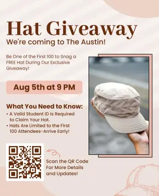 Casual Beige Hat Giveaway Event Announcement Flyer Template