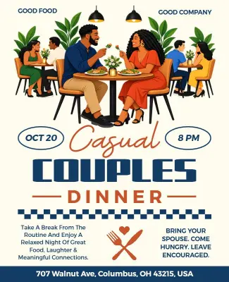 Casual Couples Dinner Gathering Flyer Template