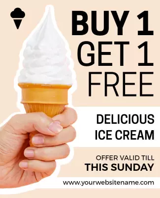 Casual Creamy Ice Cream Promotional Offer Poster Template