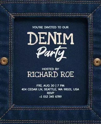 Casual Denim-Themed Invitation for Fun Party Poster Template