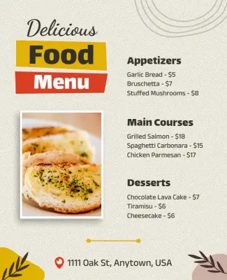 Casual Dining Food Menu Flyer Template