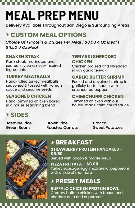 Casual Green Background Healthy Meal Prep Menu Template