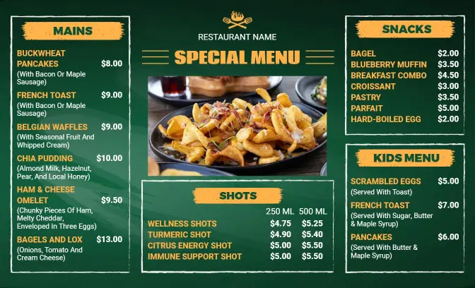 Casual Green Themed Special Restaurant Menu Template