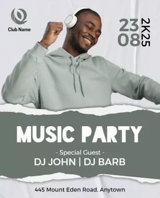 Casual Grey Music Party Event Poster Template