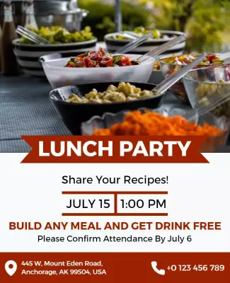 Casual Lunch Party Invitation Flyer Template