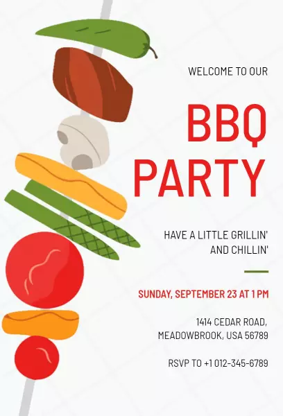 Casual Outdoor BBQ Party Fun Gathering Invitation Template