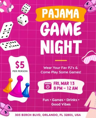 Casual Pajama Game Night Flyer Template