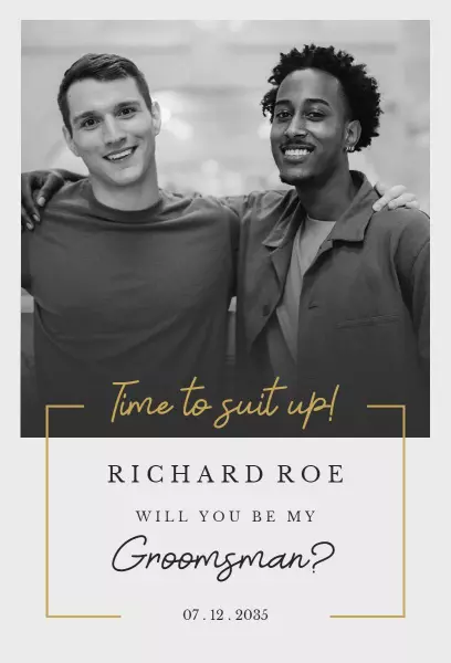 Casual Stylish Groomsman Suit Up Invitation Template