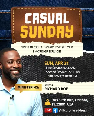 Casual Sunday Worship Service Flyer Template