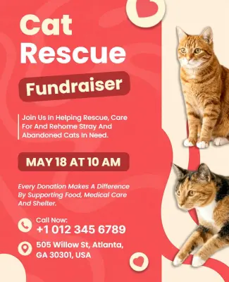 Cat Rescue Charity Fundraiser Poster Template