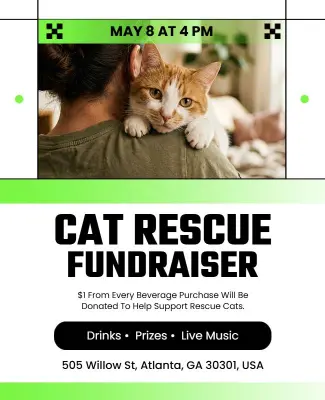 Cat Rescue Fundraiser Event Flyer Template