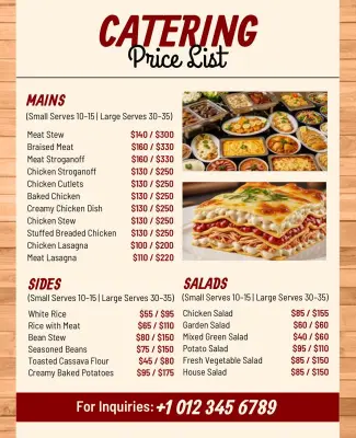 Catering Service Price List Flyer Template