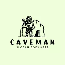 Caveman Character with Business Theme Showcasing Strength Logo Template