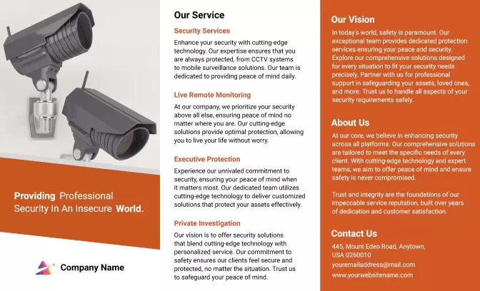CCTV Security Camera Installation and Monitoring Services Brochure Template