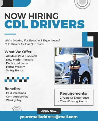 CDL Driver Employment Opportunity Flyer Template
