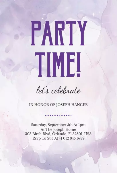 Celebrate Joseph's Fun Purple Party Invitation Template