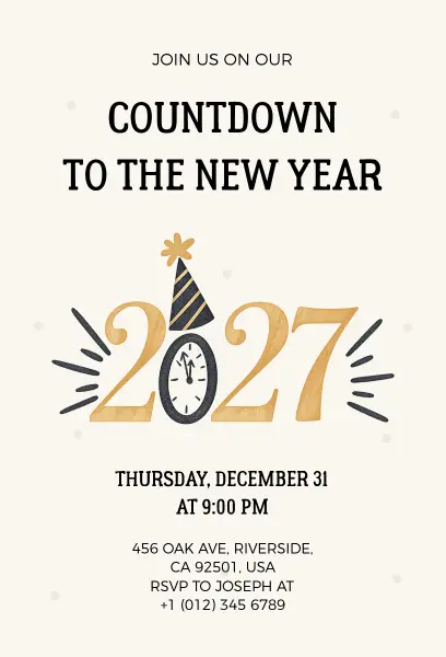 Celebrate New Year 2027 Invitation Template
