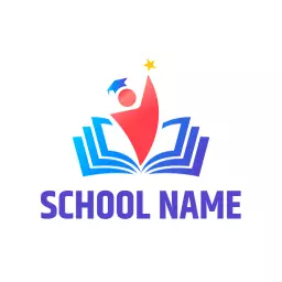 Celebrating Education with Colorful Books and Graduation Cap Logo Template