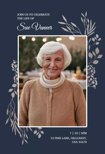 Celebrating Life Elegant Memorial Funeral Service Invitation Template