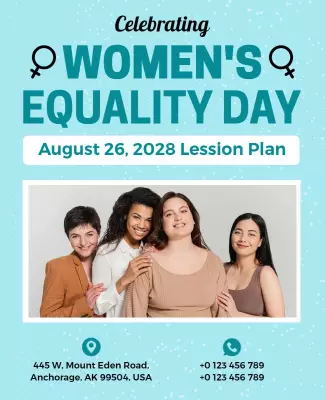 Celebrating Women's Equality Day Inspirational Lesson Plan Poster Template